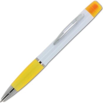 Balpen Hawaii met driekleurige tekstmarker wit / geel