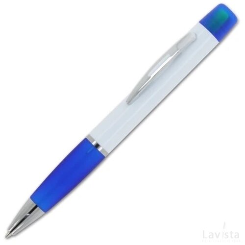 Balpen Hawaii met driekleurige tekstmarker wit / blauw