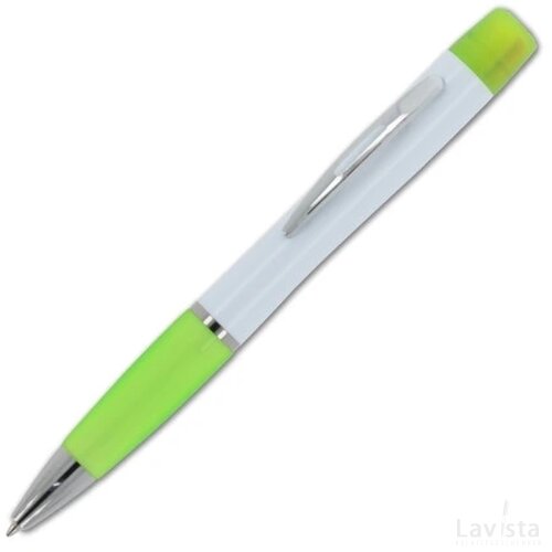 Balpen Hawaii met driekleurige tekstmarker wit / licht groen