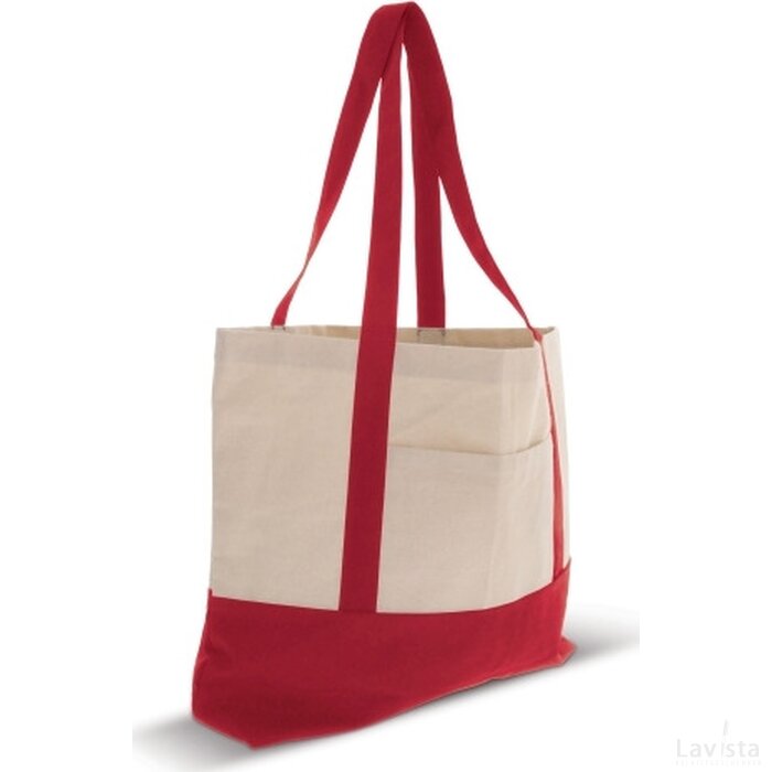 Strandtas katoenen canvas OEKO-TEX® 280g/m² 42x10x30cm rood