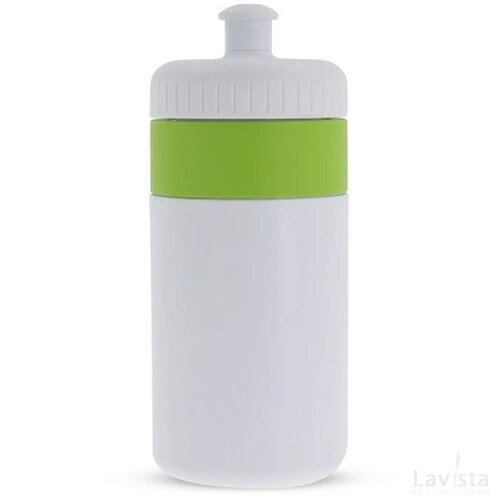 Sportfles met rand 500ml wit / licht groen