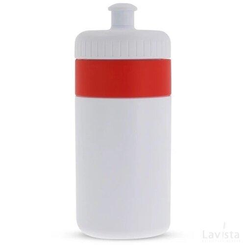 Sportfles met rand 500ml wit / rood