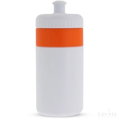 Sportfles met rand 500ml wit / oranje