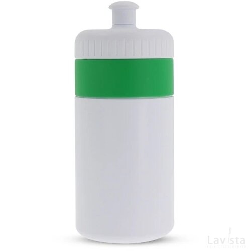 Sportfles met rand 500ml wit / groen