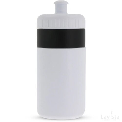 Sportfles met rand 500ml wit / zwart