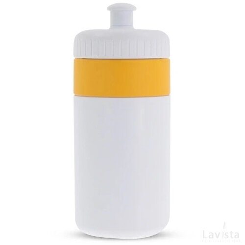 Sportfles met rand 500ml wit / geel