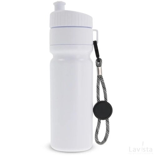 Sportfles met rand en koord 750ml wit / wit