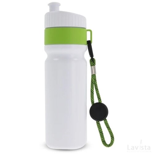 Sportfles met rand en koord 750ml wit / licht groen