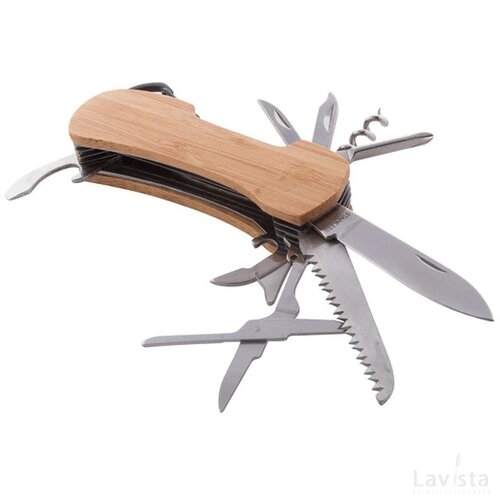 Bamboe zakmes met 9 functies Naturel