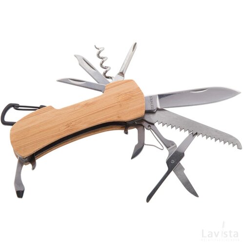 Bamboe zakmes met 9 functies Naturel