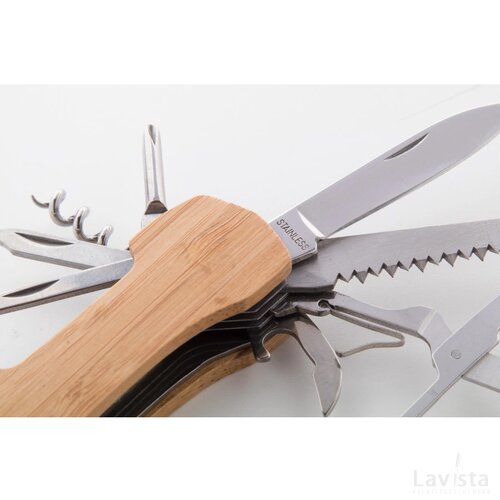 Bamboe zakmes met 9 functies Naturel