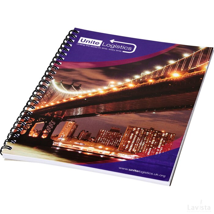 Desk-Mate® A5 spiraal notitieboek en bedrukte achterste omslag Zwart/Wit