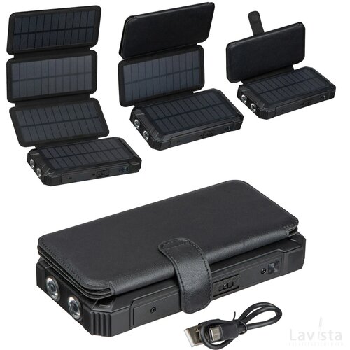 Solar powerbank 20.000 mAh zwart