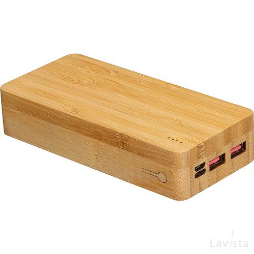 Powerbank van bamboe 20.000mAh beige