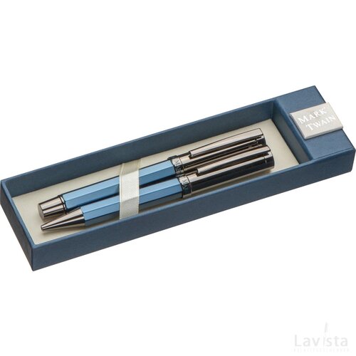 Mark Twain Schrijfset donkerblauw
