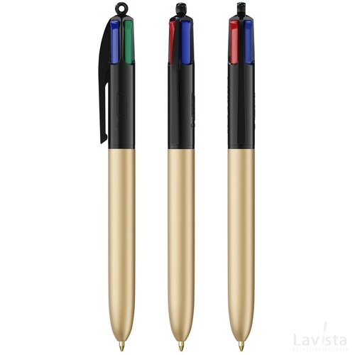 BIC® 4 Colours Glacé met Lanyard zwart/goud