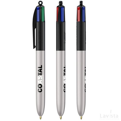 BIC® 4 Colours Glacé met Lanyard zwart/zilver