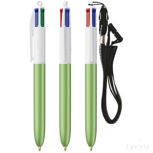 BIC® 4 Colours Glacé met Lanyard wit/groen