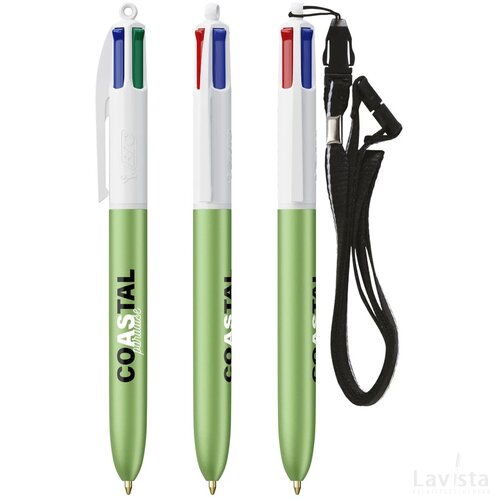 BIC® 4 Colours Glacé met Lanyard wit/groen