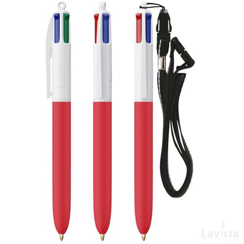 BIC® 4 Colours Soft met Lanyard wit/rood