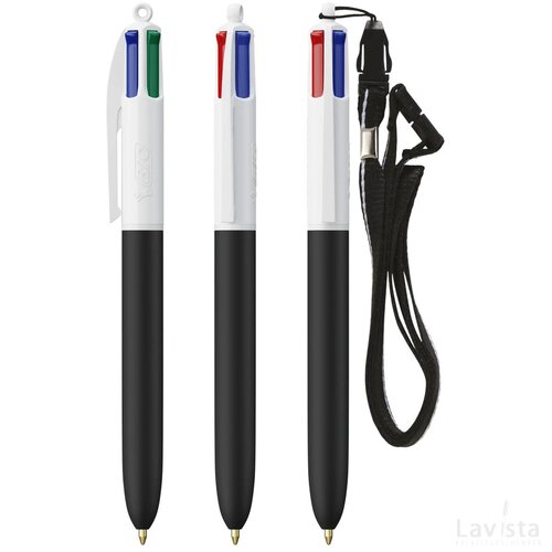 BIC® 4 Colours Soft met Lanyard wit/zwart