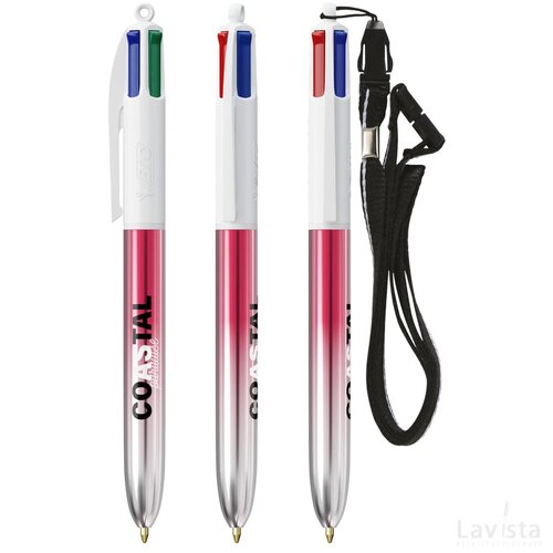 BIC® 4 Colours® Bicolor + Lanyard roze