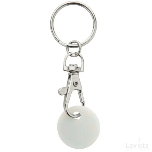Coloshop Winkelwagenmuntje Sleutelhanger Wit