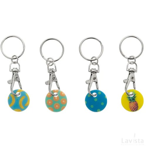 Coloshop Winkelwagenmuntje Sleutelhanger Wit