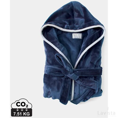VINGA Louis luxe pluche RPET badjas maat S/M donkerblauw