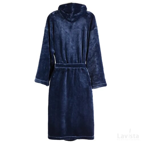 VINGA Louis luxe pluche RPET badjas maat S/M donkerblauw
