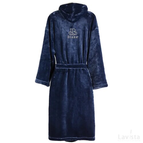 VINGA Louis luxe pluche RPET badjas maat L/XL donkerblauw