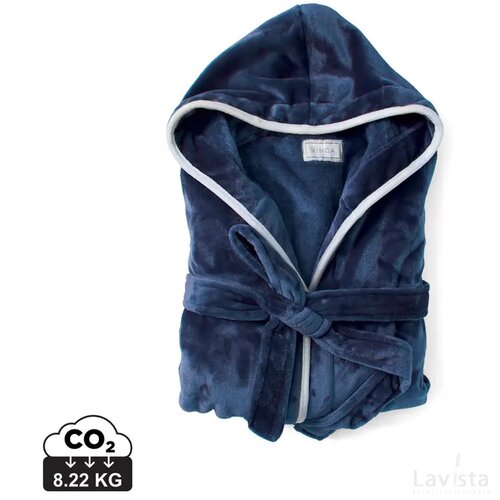 VINGA Louis luxe pluche RPET badjas maat L/XL donkerblauw