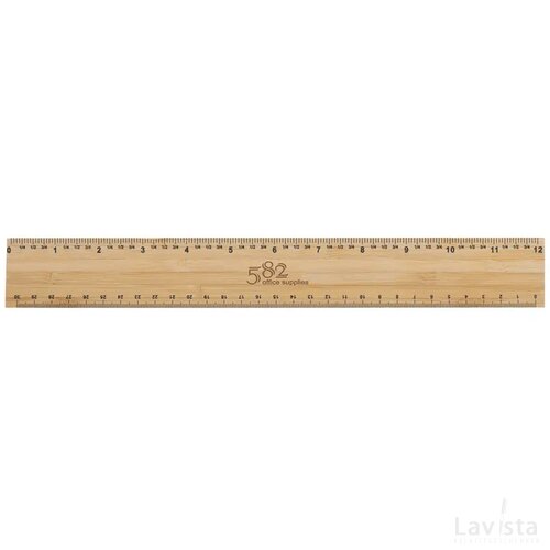 Timberson extra dikke 30cm dubbelzijdige bamboe liniaal bruin