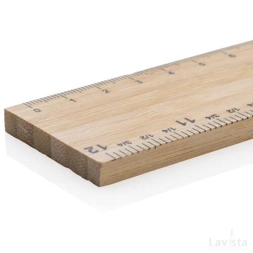 Timberson extra dikke 30cm dubbelzijdige bamboe liniaal bruin