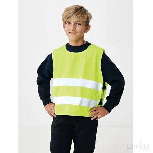 GRS gerecycled PET reflecterend veiligheidsvest 7-12 jaar geel