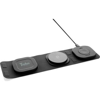 Swiss Peak RCS rplastic 3-in-1 draadloze 15W reislader. grijs, zwart