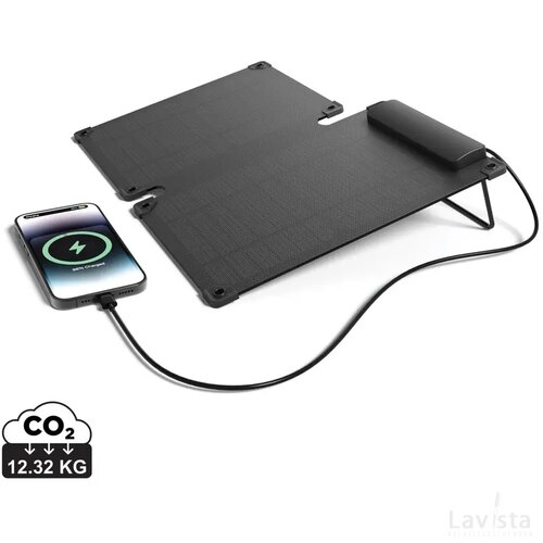 Solarpulse gerecycled plastic draagbaar solar panel 10W zwart
