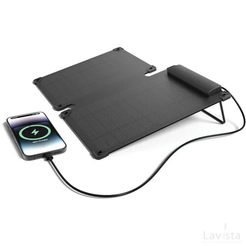 Solarpulse gerecycled plastic draagbaar solar panel 10W zwart