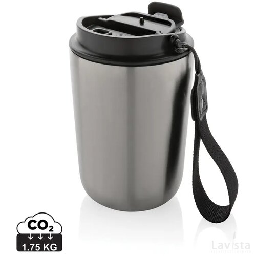 Cuppa RCS gerecycled rvs vacuümbeker met koord zilver, zwart