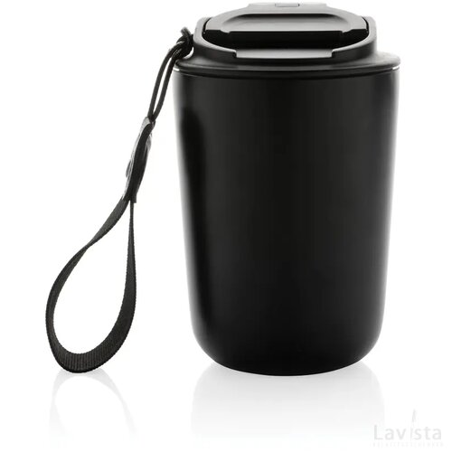 Cuppa RCS gerecycled rvs vacuümbeker met koord zwart