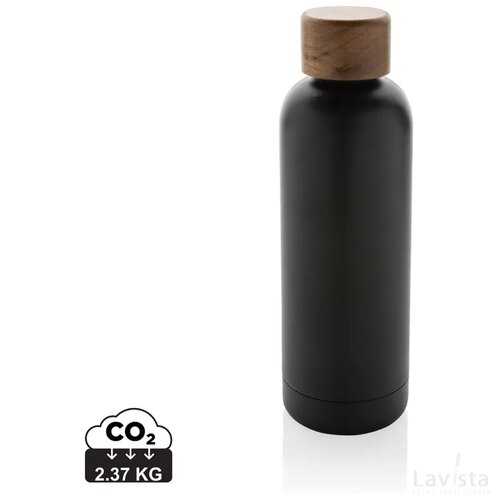 Wood RCS-gecertificeerde gerecycled rvs vacuümfles zwart