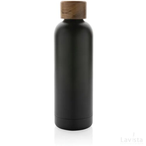 Wood RCS-gecertificeerde gerecycled rvs vacuümfles zwart