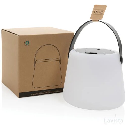 Solar Glow RCS gerecycled plastic USB-oplaadbare buitenlamp wit