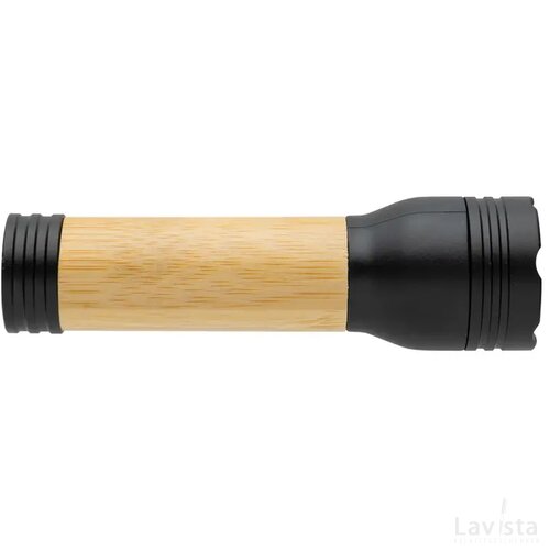 Lucid 1W RCS gerecycled plastic & bamboo zaklamp zwart, bruin