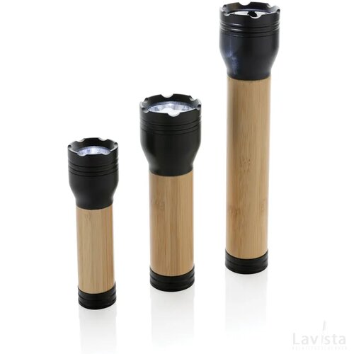 Lucid 3W RCS gerecycled plastic & bamboo zaklamp zwart, bruin