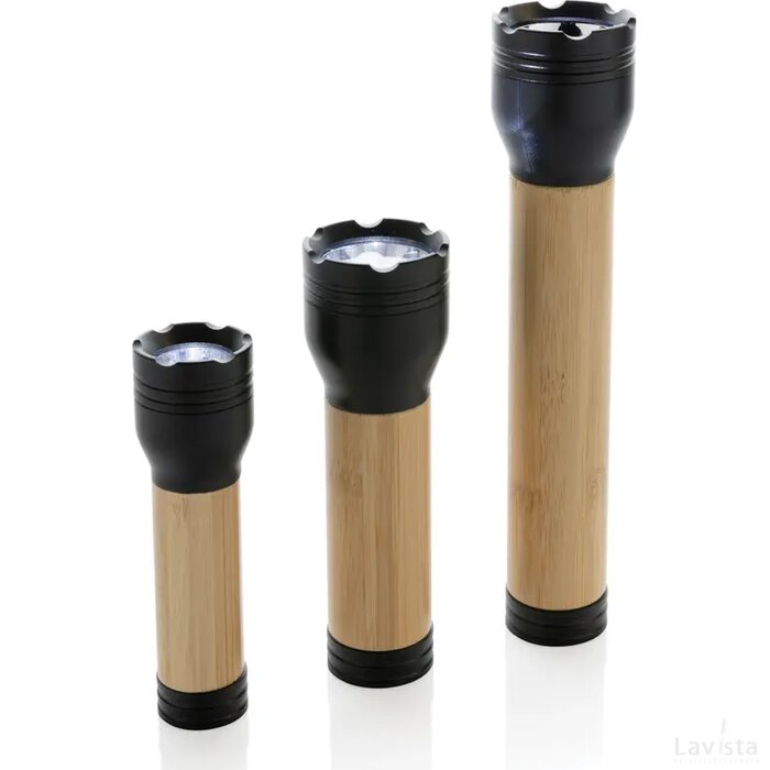 Lucid 3W RCS gerecycled plastic & bamboo zaklamp zwart, bruin