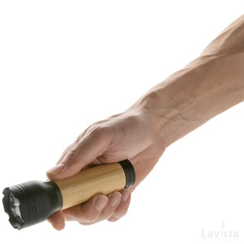Lucid 3W RCS gerecycled plastic & bamboo zaklamp zwart, bruin