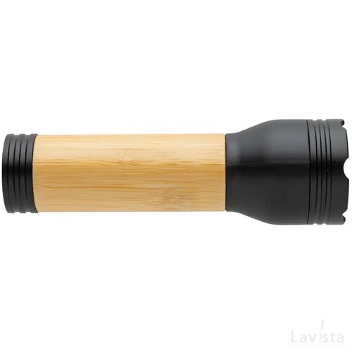 Lucid 3W RCS gerecycled plastic & bamboo zaklamp zwart, bruin