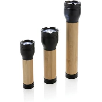 Lucid 5W zaklamp van RCS gerecycled plastic en bamboe zwart, bruin