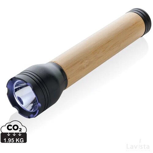 Lucid 5W zaklamp van RCS gerecycled plastic en bamboe zwart, bruin